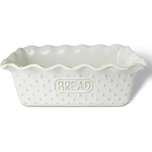 Ceramic Loaf Pan for Baking Bread, Bread Pan, Nonstick Meatloaf Pan, Rectangular Bread Loaf Pan, Microwave & Dishwasher Safe (White)