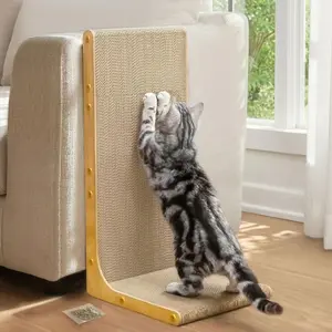 L-Shaped Cat Scratcher for Indoor Cats – Large Corrugated Cardboard Scratch Pad & Cat Lounge, Furniture Protector Space Saving Cat Scratching Board (23”)