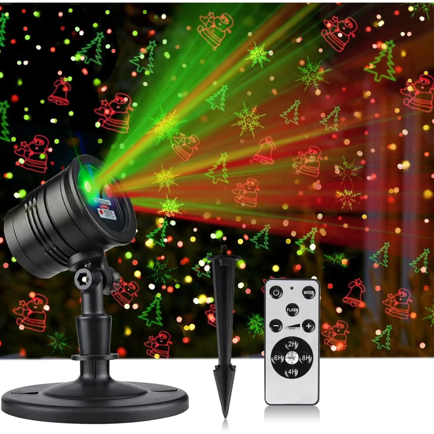 Laser Christmas Projector Lights Outdoor: Waterproof Outdoor Christmas Decorations Laser Light, Projection Christmas Lights for Outside with 5 Patterns, Xmas Spotlight for Yard Garden Holiday Party