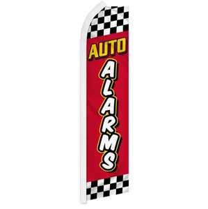 Large Red Checkered Polyester Fabric Wind-Resistant Banner - Festive & Party Home Supplies Auto Alarm Backdrop