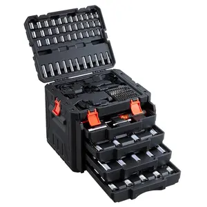 fathersdaygift VEVOR Mechanics Tool Set, 256-Piece Mechanic Tool Kit, 1/4 in, 3/8 in, and 1/2 in Drive, SAE and Metric Socket Set, Wrenches, Screwdriver Bits, Accessories, and Storage Case, for Automotive Repair