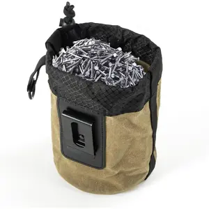 Waxed Canvas /Screw Pouch, Tool Pouch with Belt Clip, 5 x 5 x 8 Inch Rounded Bolt Bag with Stand up Base Metal Clip  Organizer,  Pouch Suitable for Carpenters, Electrician, Carpenter