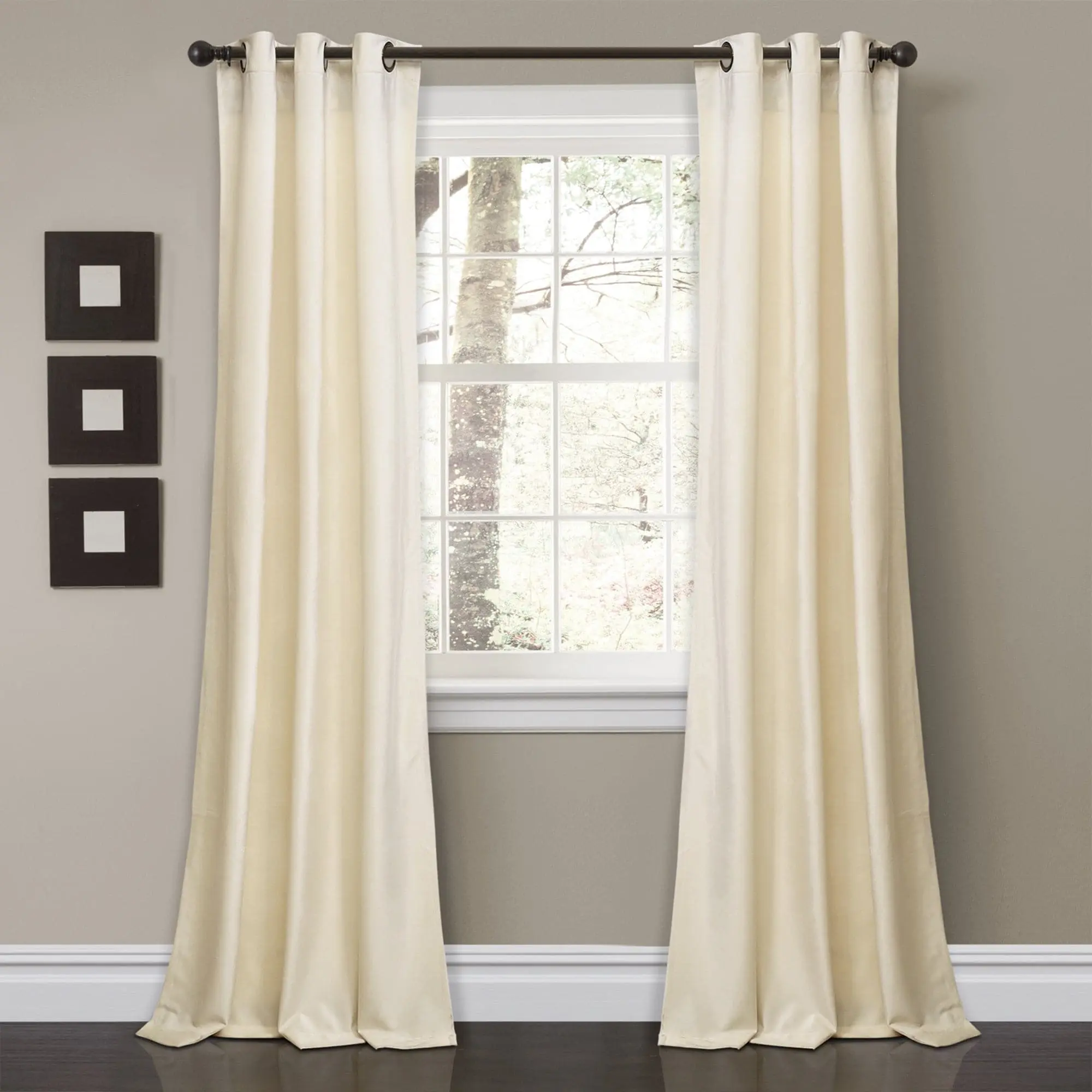 Lush Decor Prima Faux Velvet Grommet Curtains Set (2 Panels) - Light Filtering Home Decoration Window Drapes, 38"W x 63"L-108"L, 100% Polyester, Machine Washable for Room & Living Room Use