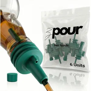 Premium Quality Liquor Pour Spout Pack of 6 Silicone Top For Bartenders Bars Home Kitchen Alcohol Juice Oil Syrup Dispenser Leakproof Easy Clean Reusable Bottle Cap Colored Pour Control Tool