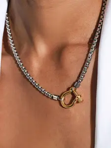 Unisex Stainless Steel Wheat Chain Necklace, Horseshoe Buckle, Nautical Anchor Clasp, Unique Jewelry, Gift for Her/him, Couple Necklace, Birthday, Valentine's Day