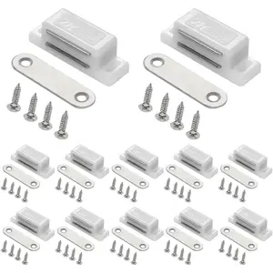 12 Pack Cabinet Magnets Magnetic Door Catch for Kitchen Bathroom Cupboard Wardrobe Closet Closures Cabinet Door Drawer Latch 15 lbs Screws Included (White)