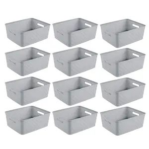 Sterilite 14'' x 11.5'' x 5'' Woven Rectangular Short Basket Organizer (12 Pack) Sterilite 14'' x 11.5'' x 5'' Woven Rectangular Short Basket Organizer (12 Pack)