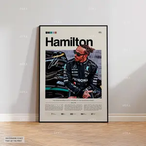 Lewis Hamilton Poster, Hamilton Mercedes Wall Art, Framed Mercedes F1 Print, Motorsport Grand Prix Decor, Car Racing Artwork