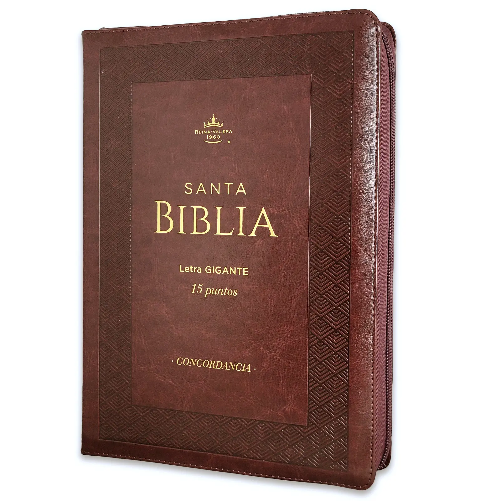 Bible in Spanish Letter 15 points with Zipper Reina Valera 1960 Imitation Brown Leather with Index