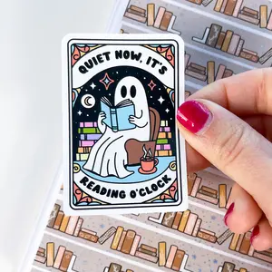 Ghost Reading O'Clock Vinyl Die Cut Sticker