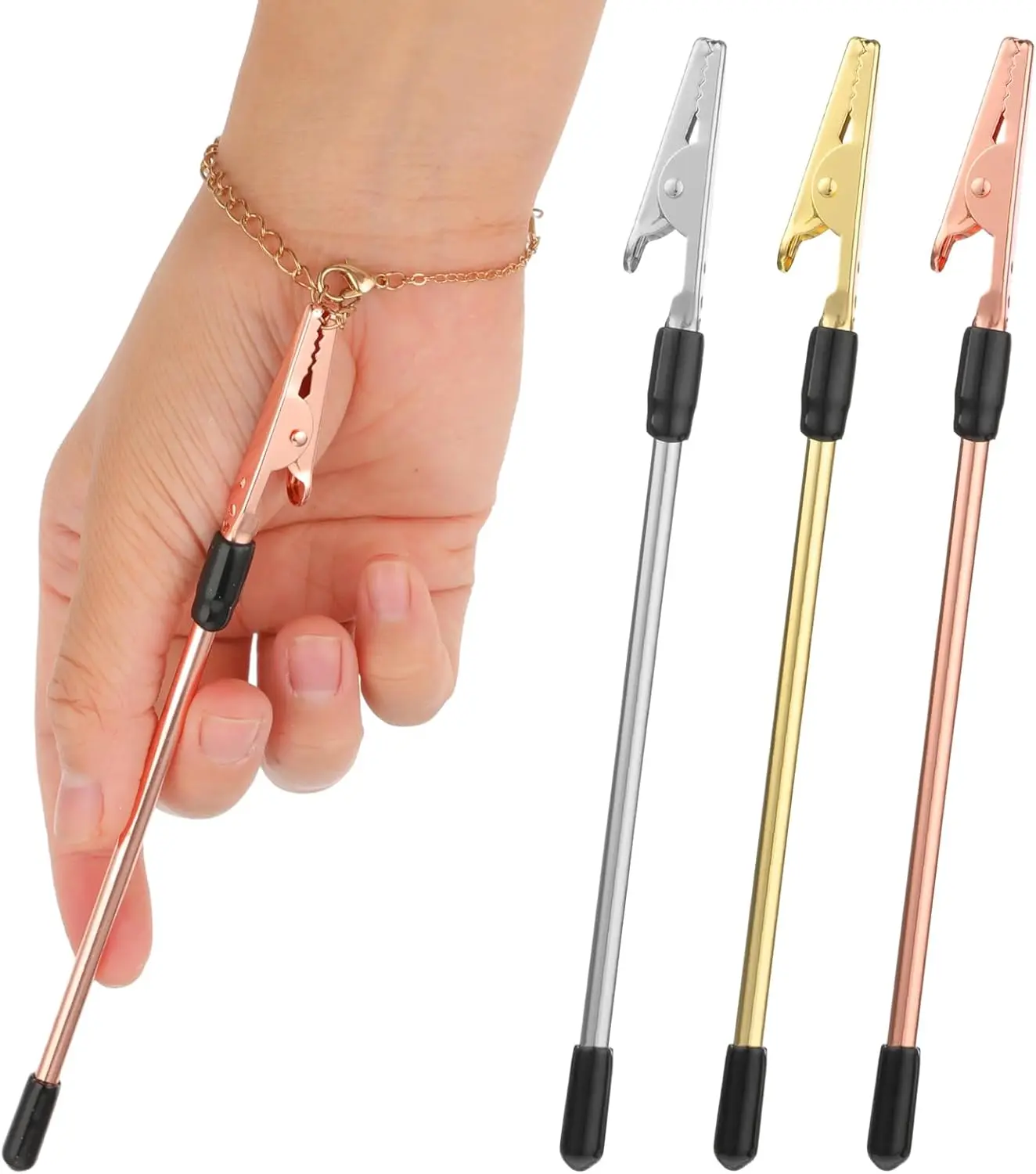 3 Pcs Bracelet Helper Tool, Jewelry Clasp Helper, Wear Jewelry by Yourself (Gold+Silver+Rose Gold), Bracelet Fastener Buddy Assist Tool