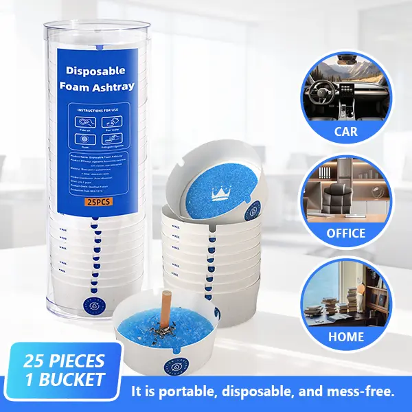 【25Packs】Disposable Ashtray ,Portable Smokeless Paper Ashtrays with Odor Control Gel, Eco-Friendly for Car, Travel, Indoor & Outdoor