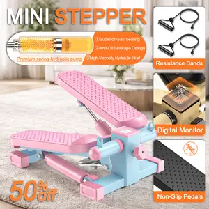 Mini Stepper with Resistance Bands, Stair Stepper Machine, LCD Display, Portable Fitness Equipment, Compact Indoor Trainer, Space-Saving Design, Easy to Use and Store, Stable Structure for Home Use