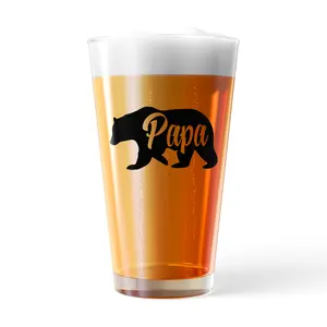 Papa Bear Pint Glass Funny Cool Father's Day Dad Gift Novelty Cup-16 oz Funny Drinking Glasses Dad Joke  Novelty Drinking Glasses White Standard