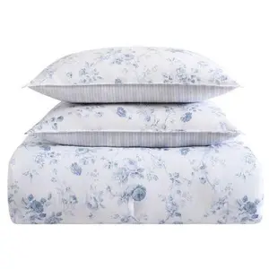 Laura Ashley Be linda Blue Twin Xl Comforter S ham Set