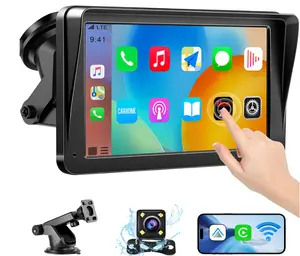 2024 Portable Wireless Carplay Screen for Car Apple Carplay&Android Auto, [Sunshade Design][1080P Backup Camera]7" HD Touch Screen Car Stereo with Bluetooth/Mirror Link/Navigation/Siri/Aux/FM for Car