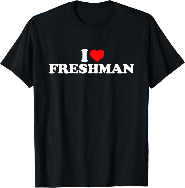 Cotton Short Sleeve Shirt, I Love Freshman T-Shirt Adult size Streetwear,Menswear Casual Summer Tee,Fashion Gift