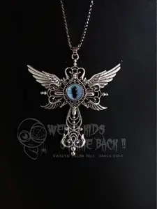 Gothic Cross Wing Necklace, Halloween Devil Eye Dark Personality Jewelry, Punk Style Alloy Chain, All Seasons Wear, Cross Necklaces, Gothic Theme