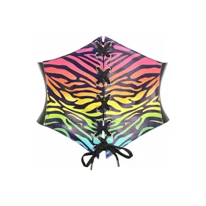Lavish Rainbow Animal Print Lace-Up Corset Belt Cincher
