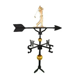 212 MAIN 32 In. 300 Series Deluxe Gold Arrow Shape Golfer Weathervane - Cast Aluminum Outdoor Garden Decor, Adjustable Base, Premium Finish