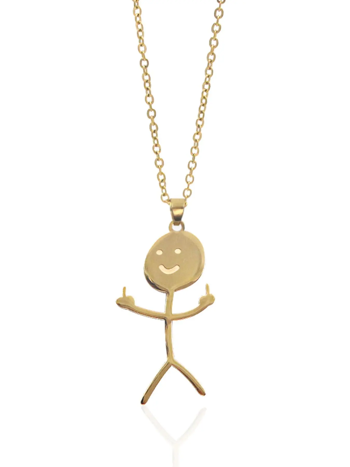Funny Doodle Man Design Pendant Necklace, Minimalist Chain Necklace, Unisex Fashion Jewelry for Party, Daily Clothing Decor, Trendy All-match & Exquisite Jewelry for Birthday Gift, Minimalist Necklaces, Dainty Necklaces