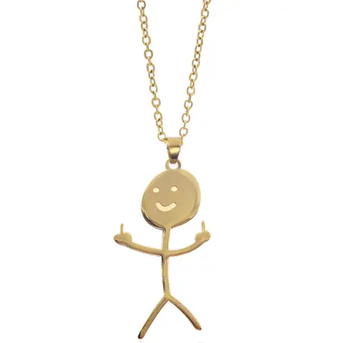 Funny Doodle Man Design Pendant Necklace, Minimalist Chain Necklace, Unisex Fashion Jewelry for Party, Daily Clothing Decor, Trendy All-match & Exquisite Jewelry for Birthday Gift, Minimalist Necklaces, Dainty Necklaces, Casual Style Necklaces