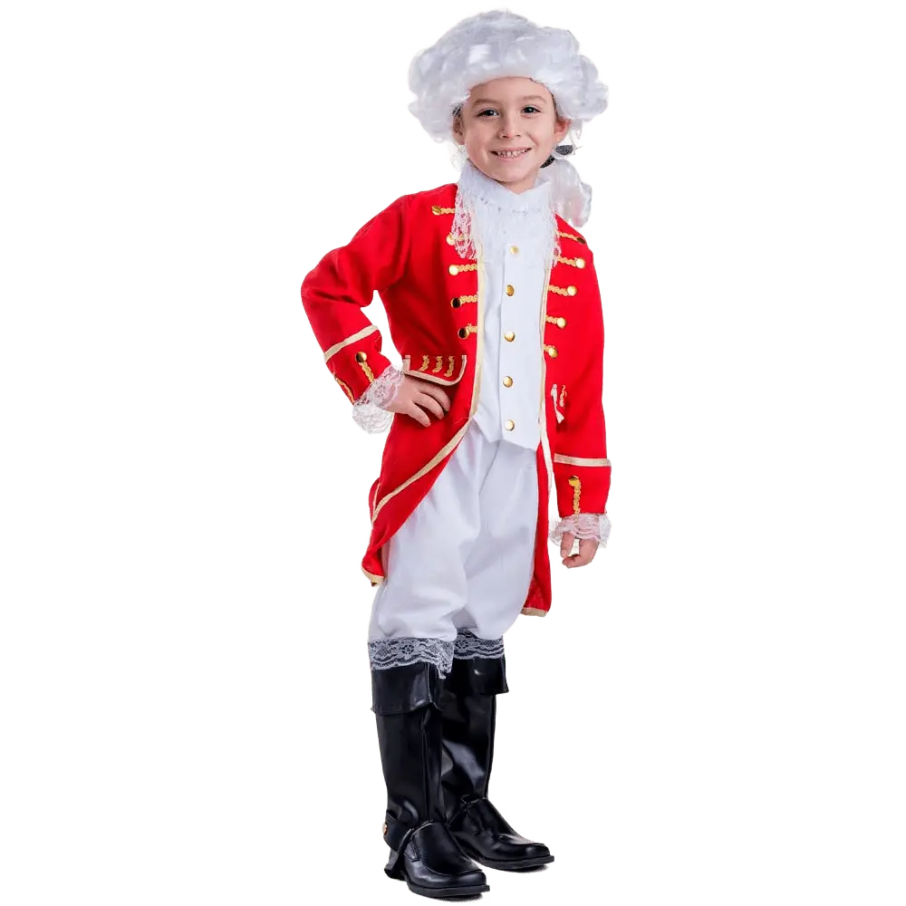 Victorian Boy Costume Dress For Kids | Red Tailcoat with Attached Vest, White Knickers, Boot Covers & Lace Jabot - Historical Boys Costume For Halloween, Role Play ,Pretend Play Fun, Theme Party & Cosplay Costume Party
