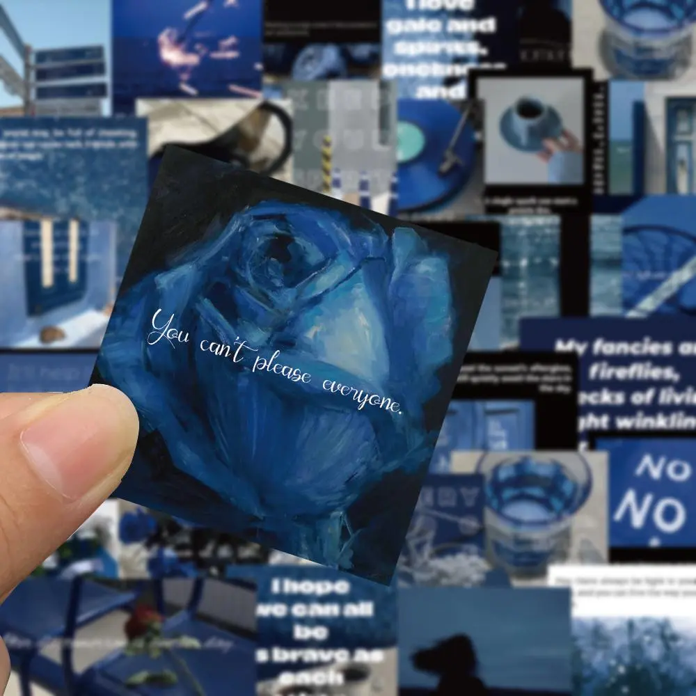Blue Hour Series Sticker, 30pcs/set Waterproof Self Adhesive Decor Paper, Decor Sticker for Gift Greeting Card Water Bottle Laptop Phone, Ornaments, Sticker Packs