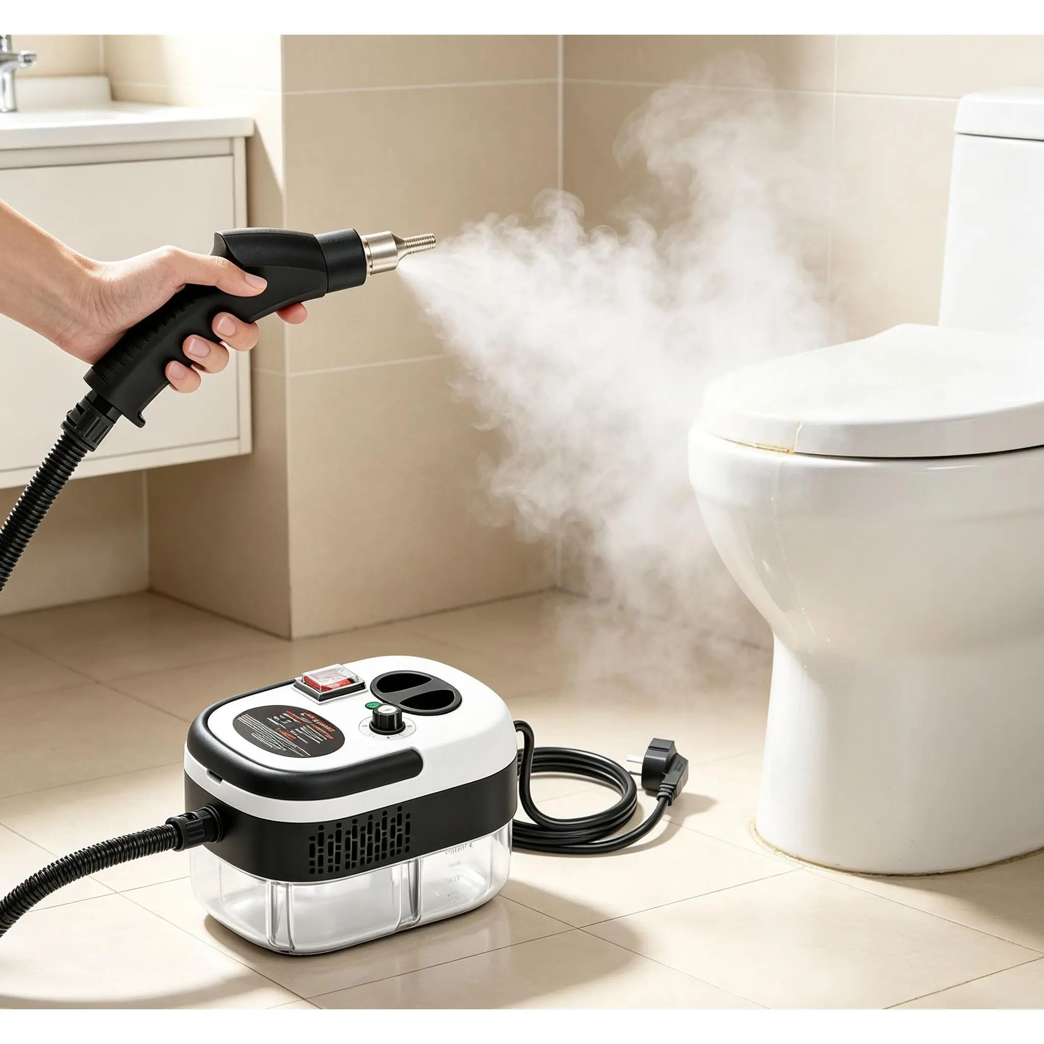 Heavy-Duty Handheld Steam Cleaner with 2500W Power, Large Capacity Water Tank, Slip-Proof Grip, 6 Speed Settings for Grease Removal, Bathroom Mold Cleaning (Camping & Outdoor Use Handheld Unit)