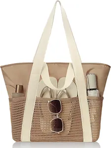 Beach Bag-Travel Tote Bags for Women with Zipper  Sandproof Beachs totes for Family Vacation Essential