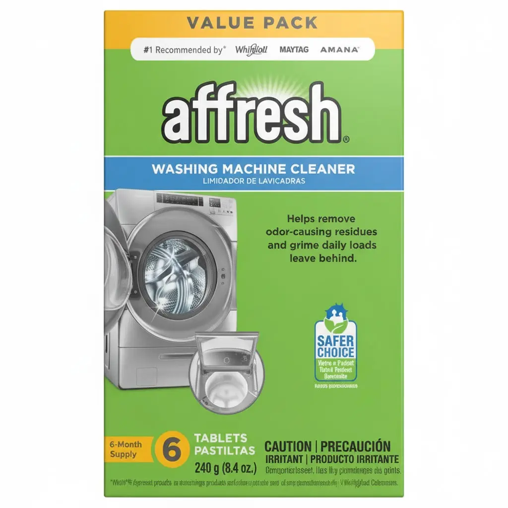 Washing Machine Cleaner Tablets, Versatile Cleaning for Front-Load, Top-Load & HE Compatible Washers, 6 Tablets for Regular Maintenance of Efficiency