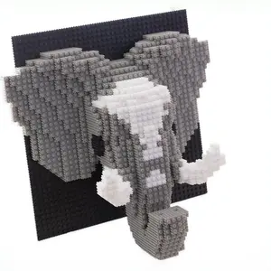 Ahzilei Elephant 3D Wall Decor Micro-Particles Building Set, Modern Home Decoration or Desk Ornament, Fun Creative Toy Gift for Adults and Teens (4910 Pieces)