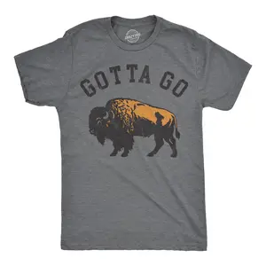 Mens Funny T Shirts Gotta Go Buffalo Sarcastic Tee For Men Mens Funny T Shirts Cool Vintage Fashion T-Shirt Gift Classic Menswear Funny Animal Short Sleeve Novelty Tees for Guys Dark Grey