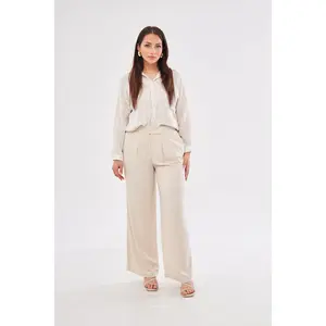Lucy High Rise Flared Business Pants- Beige