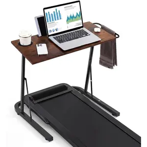 Treadmill Desk Adjustable Standing Workstation for Walking Pad & Exercise Bike, Indoor Cycling Trainer Desk with Cup Holder Tablet Slot, Fitness Laptop Workstation for Home Office
