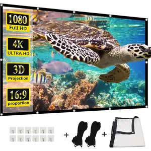 Projector Screen, 4K 16:9  Rear Front Projector Screen Foldable Projection Screen Double-Sided Portable Outdoor Indoor Projector Screens for Movie  Theater (120)