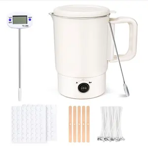 A47U 800ml Electric Wax Kettle, Candle Making Pouring Pot with Thermometer, DIY Craft Tool Kit for Beginners, UK Plug