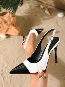 Elegant Colorblock Pointed Toe High Heel Shoes, Slim Fit Office Party Footwear, Comfortable & Stylish Design