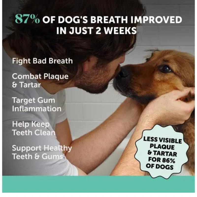 Dog Dental Powder for Fresh Breath & Teeth Cleaning, Postbiotic Plaque & Tartar Remover (30 Scoops), Pet Finger Cots, Probiotic Toothpaste, Enamel Repair Dental Sticks & Breath Freshening Dental Wipes for Dogs