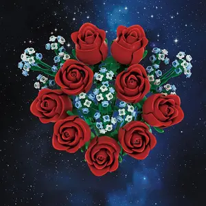 Art Flower Bouquet Building Blocks, Creative Flower Blocks, Flower Models, Assembled Toys, Puzzle Toys, Festival Gifts, Decor