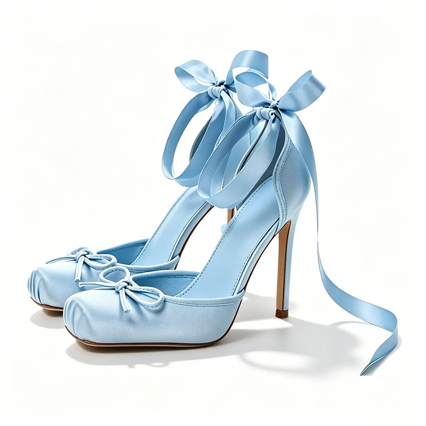 靴 Miu Miu Pastel Blue Bow Slingback Heels Miu Miu Blue Glitter