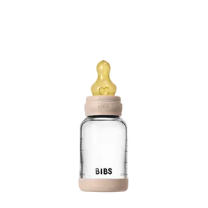 BIBS Baby Glass Bottle Set 4oz with Natural Rubber Latex Nipple - Blush