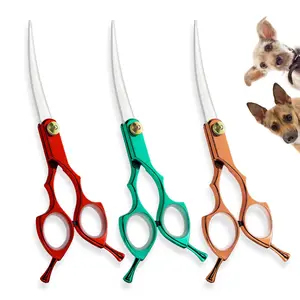 1PC Professional 6.0 inch Pet dog Grooming Scissors Curved Shears Chunker Scissors Dog Grooming Scissors Straight Shears Chunker Shars Up/Down Curved Scissors Pet Scissors