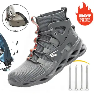 Protective High-top Breathable Anti-crushing Anti-piercing Steel-capped Work Shoes non-slip safety labor protection Workout Sneakers