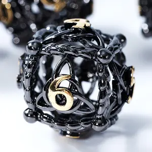 Metal Dice Set for DND - Round Hollow Orb Design for Enhanced Rolling - Celtic Knot Metal Dice for RPGs and Dungeons and Dragons
