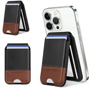 KEZiHOME for MagSafe Phone Wallet, Genuine Leather 5-6 Card Holder[RFID Blocking] with Adjustable Stand, Magnetic Wallet for Men compatible with iPhone 17/16/15/14/13/12 Series