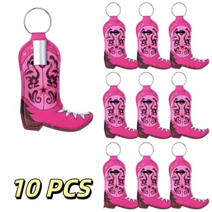 Set of 10 Keychains Designed to Hold Lip Balm Or Lip Gloss, Featuring a Cowgirl Boot Theme, Perfect for Women