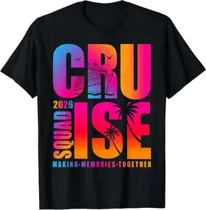100% cotton Unisex Cruise Squad 2026 Tie Dye Sunset Vacation Matching Family T-Shirt
