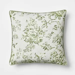Oversized Square Floral Jacquard Pillow Green - Threshold designed with Studio McGee