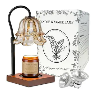 Tulip Candle Warmer Lamp Timer Dimmable Height Adjustable Solid Wood Base Flameless Candle Melting Light Home Bedroom Night Lamp